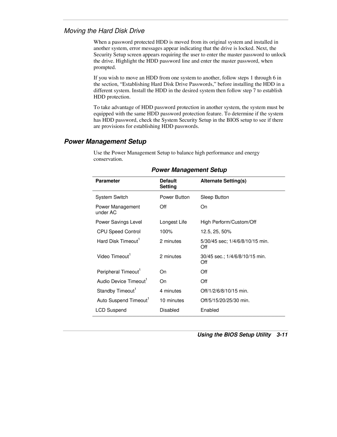 NEC VX manual Power Management Setup 