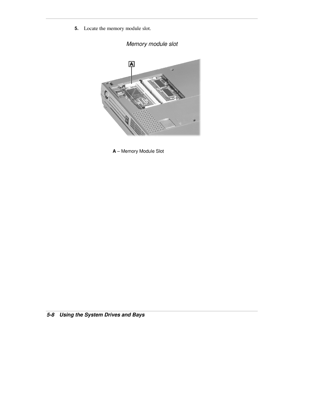 NEC VX manual Memory module slot 