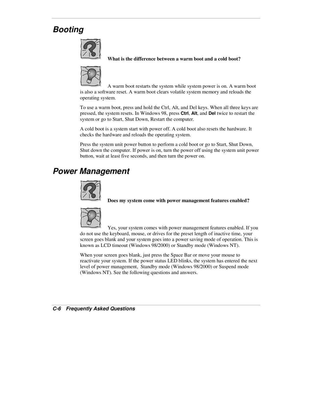 NEC VXi manual Booting, Power Management 