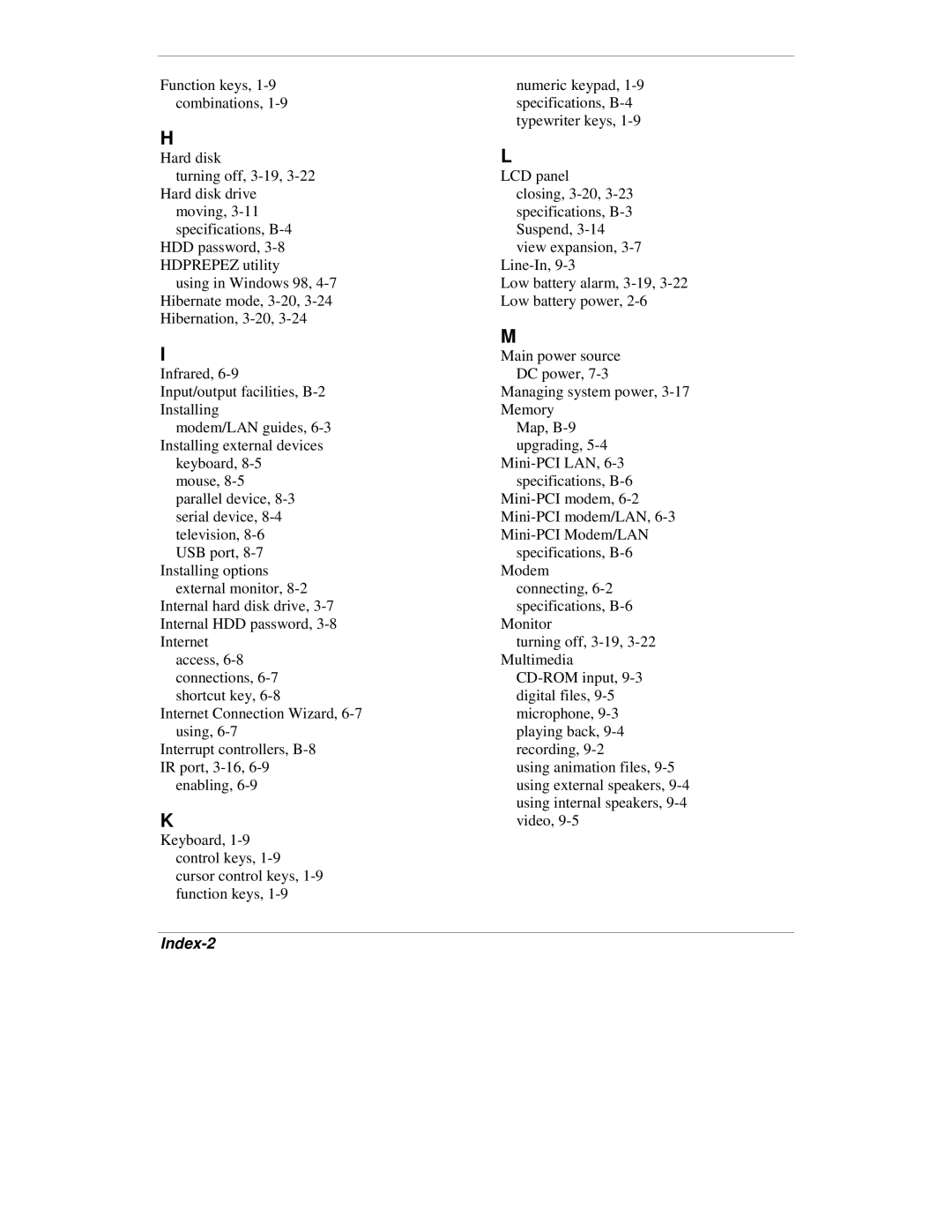 NEC VXi manual Index-2 