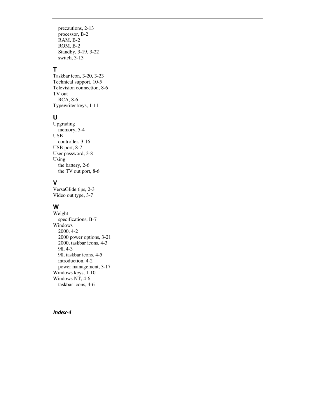 NEC VXi manual Index-4 