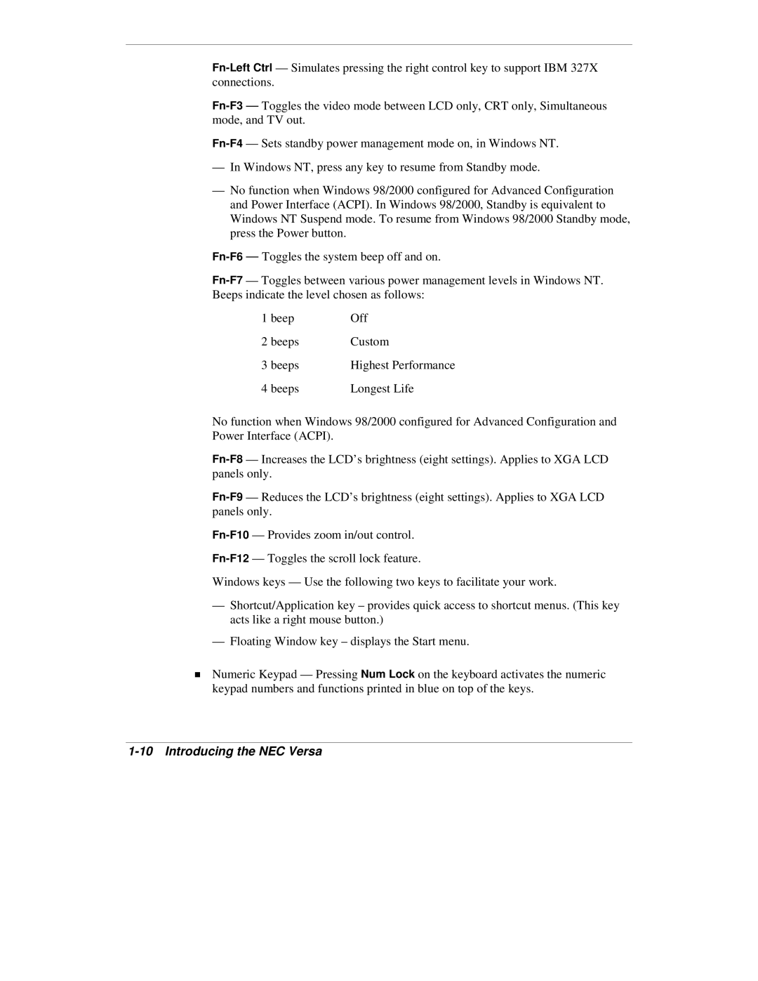 NEC VXi manual Introducing the NEC Versa 