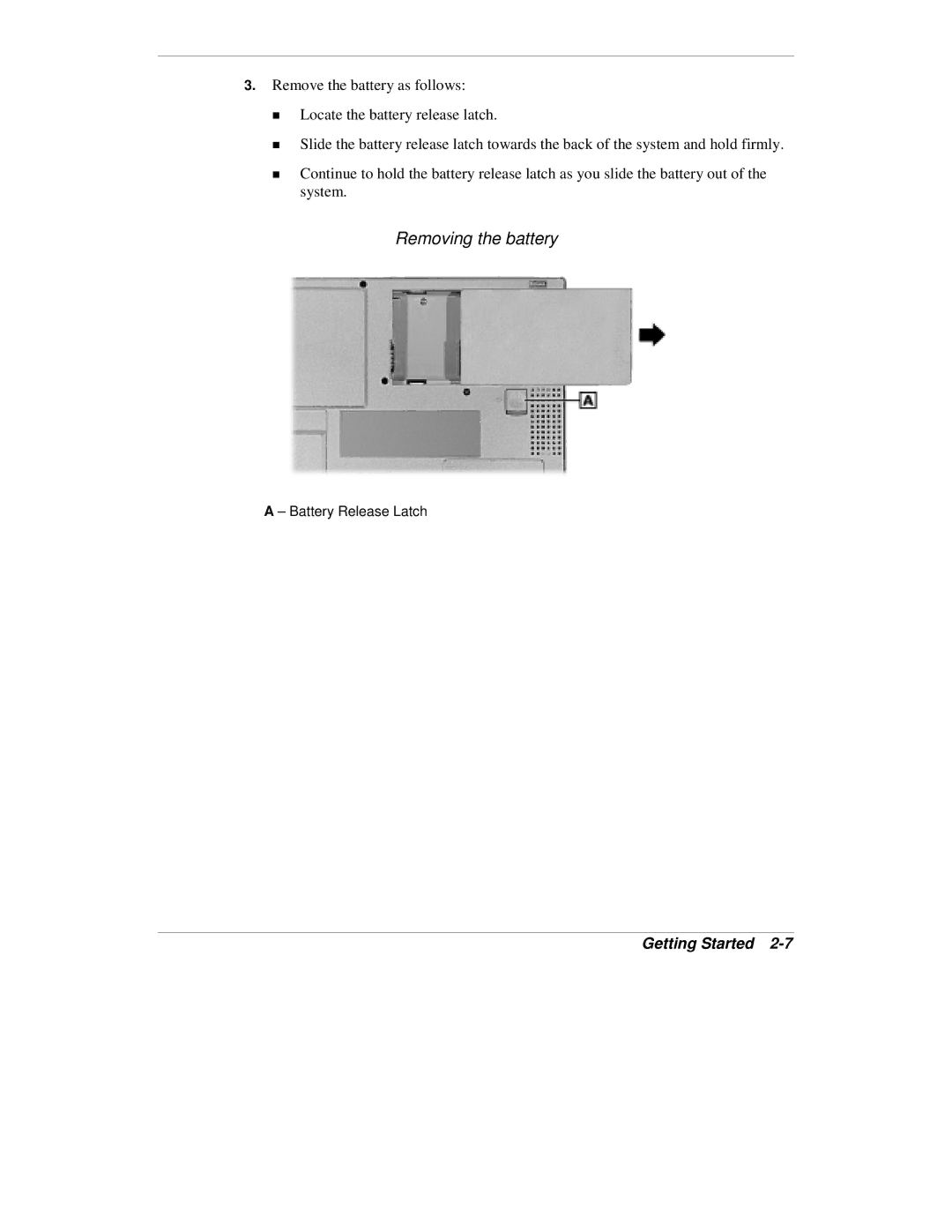 NEC VXi manual Removing the battery 