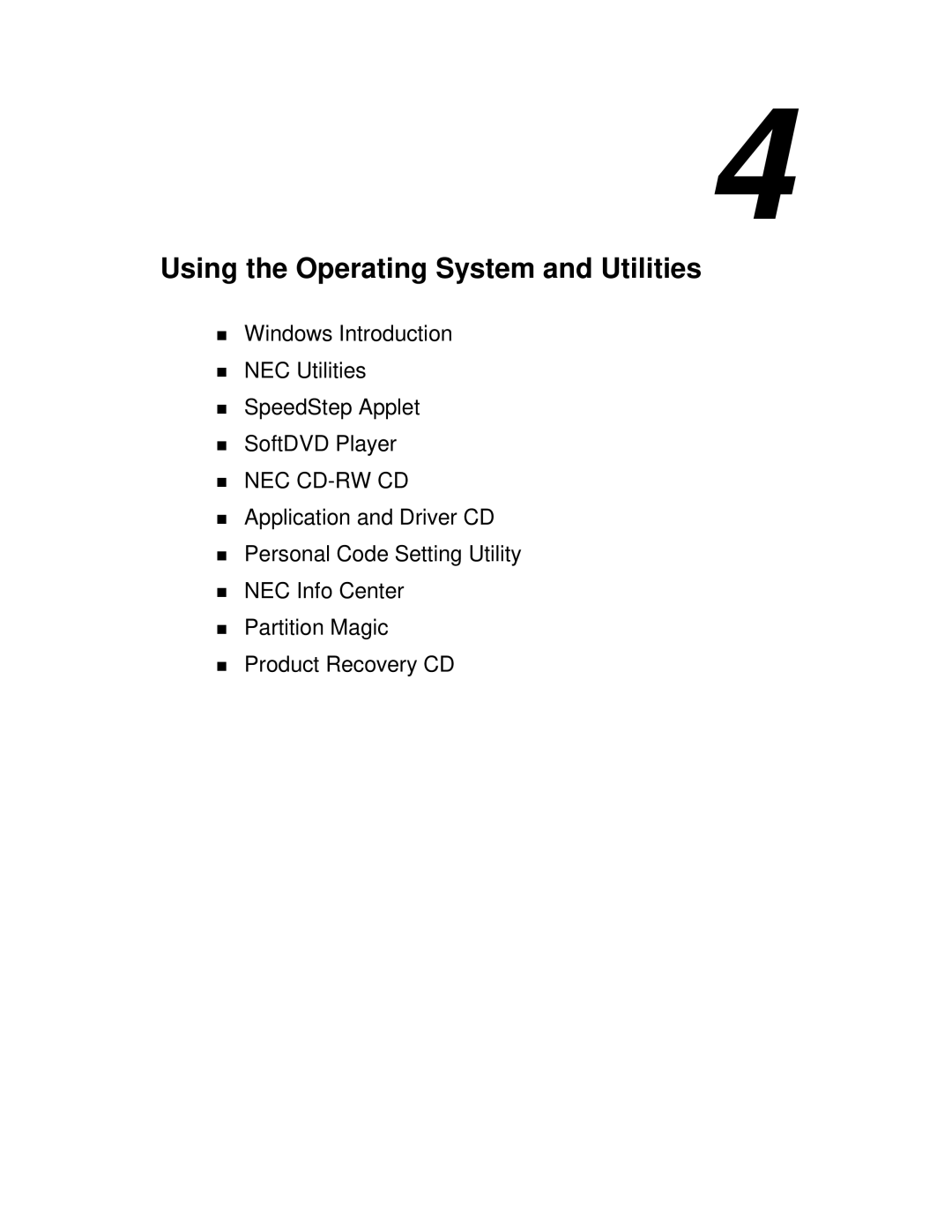 NEC VXi manual Using the Operating System and Utilities, Nec Cd-Rw Cd 