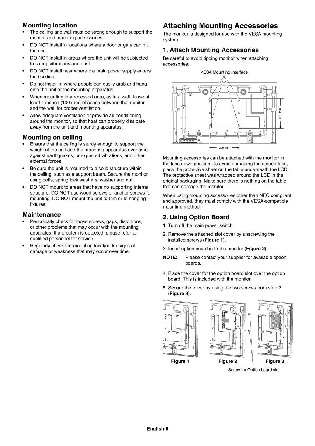 NEC X461S, X551S user manual Attaching Mounting Accessories 