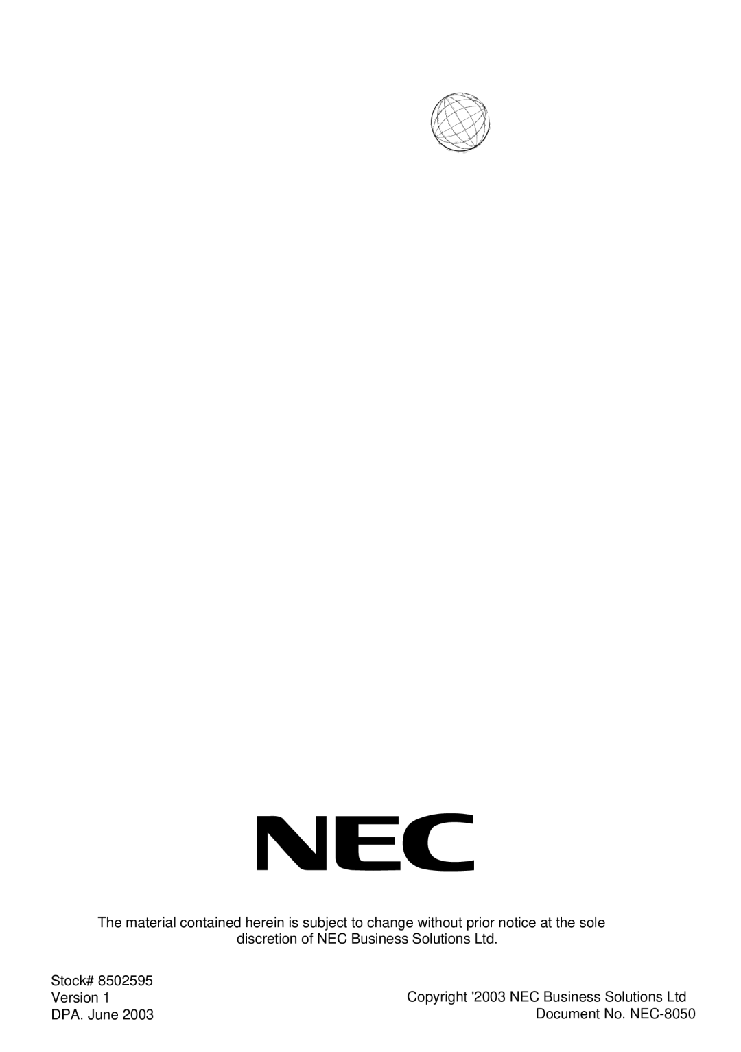 NEC XEN IPK manual 