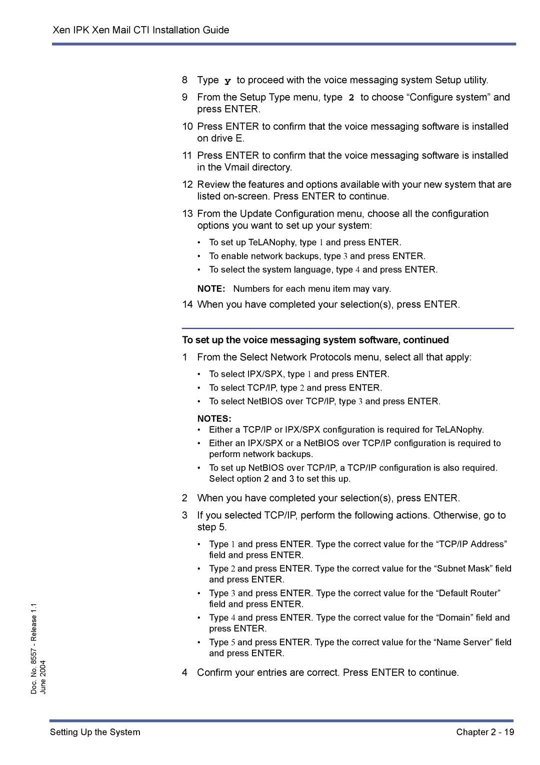 NEC xen mail cti manual When you have completed your selections, press Enter 