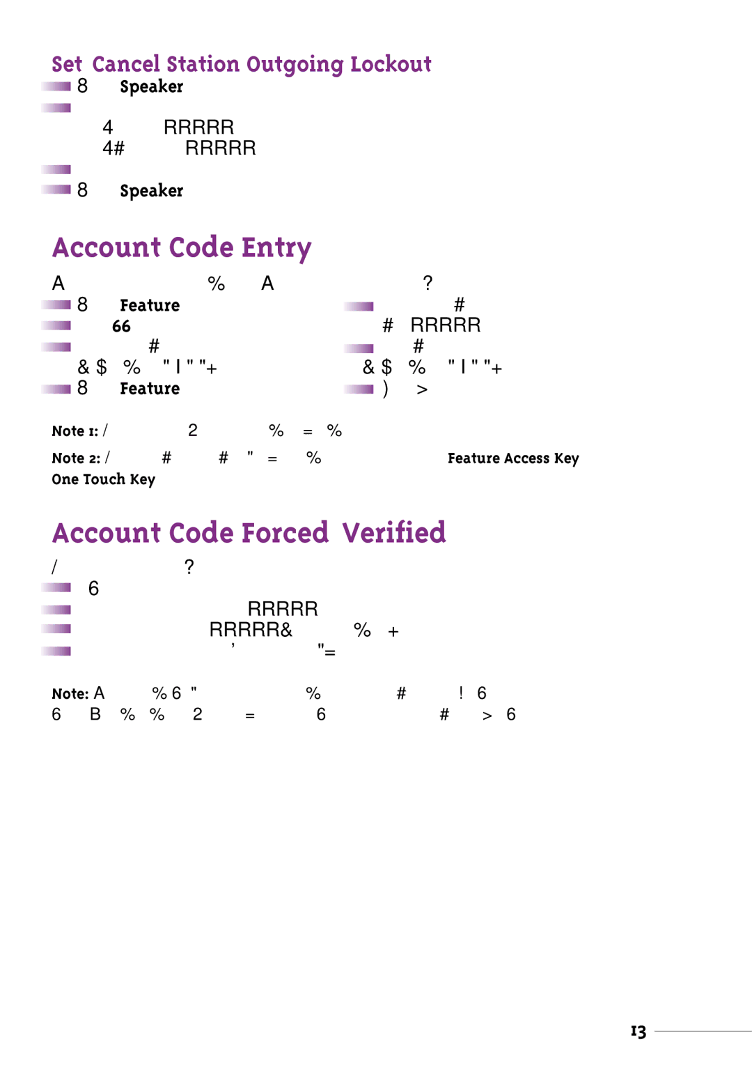 NEC Xen manual Account Code Entry, Account Code Forced/Verified, Set/Cancel Station Outgoing Lockout 