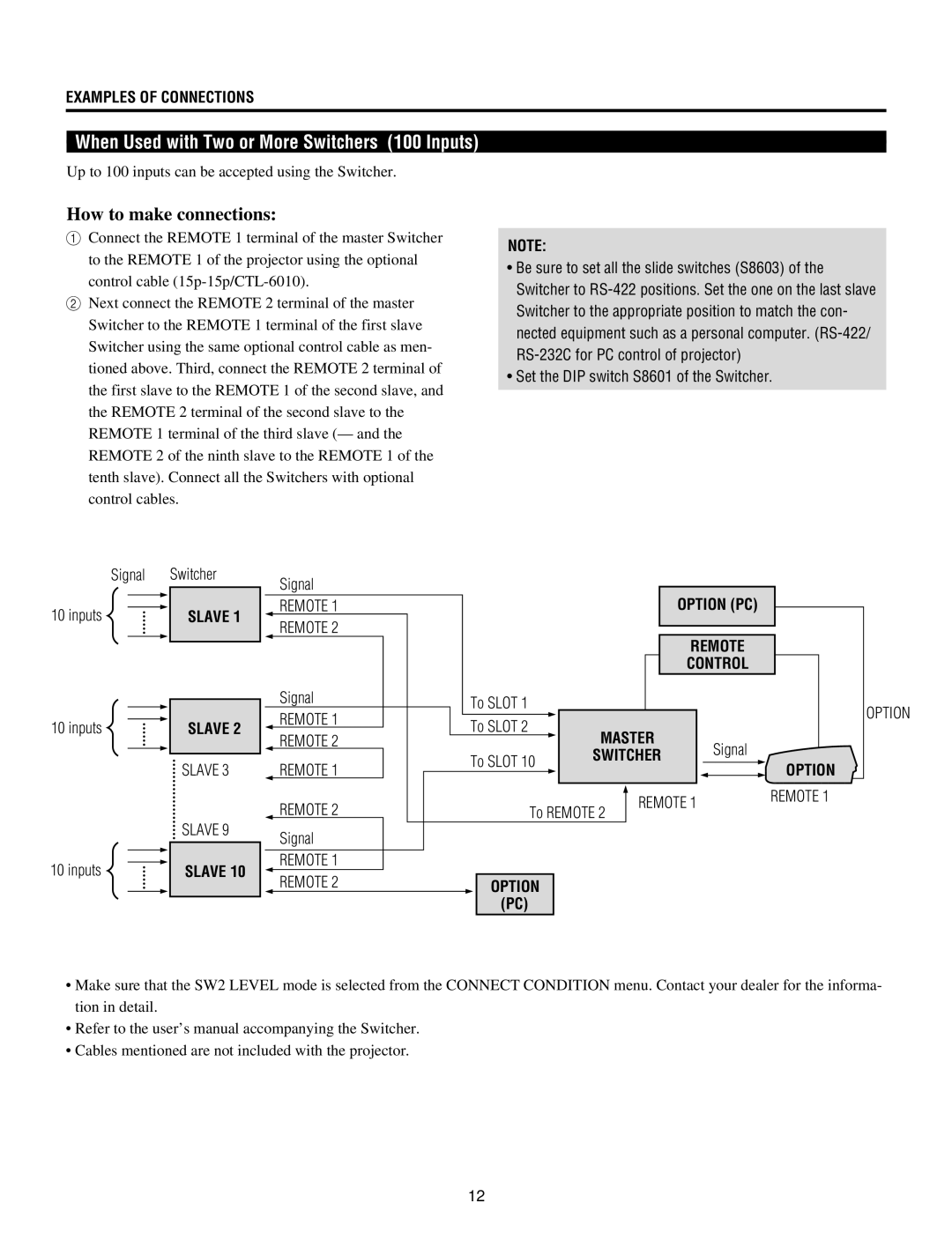 NEC XG135LC, XG-1352G, XG85, XG-852G operation manual How to make connections, Option 