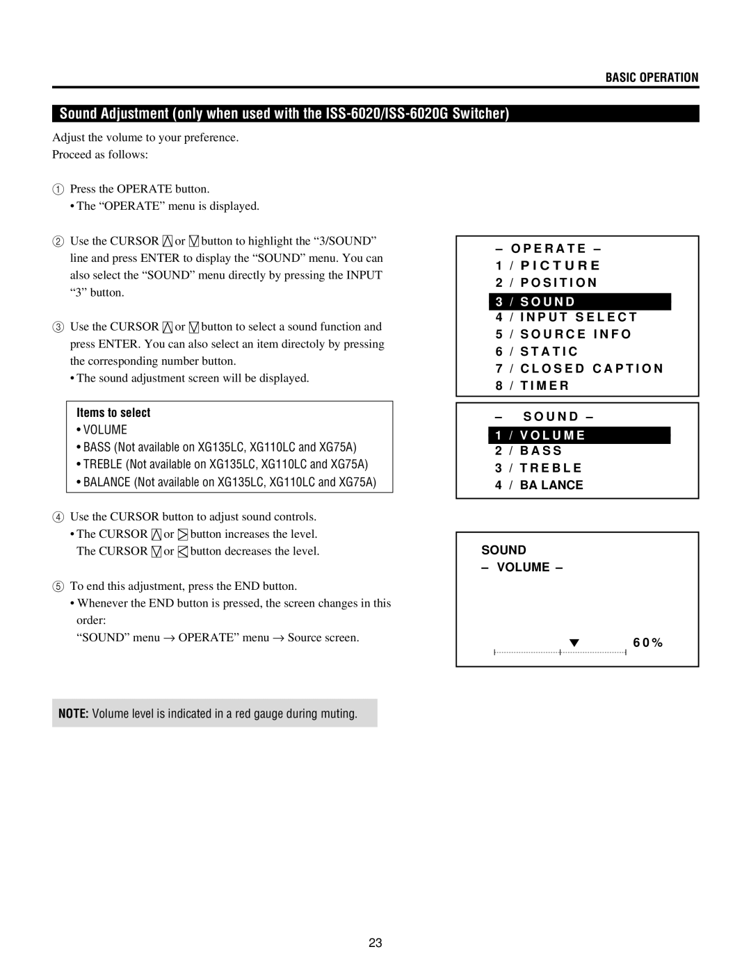 NEC XG-852G, XG135LC, XG-1352G, XG85 operation manual E R a T E I C T U R E O S I T I O N, A S S R E B L E 