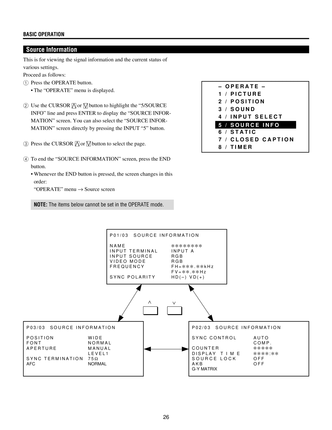 NEC XG-1352G, XG135LC, XG85, XG-852G operation manual Source Information, E R a T E 