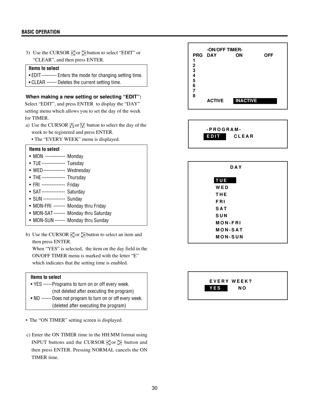 NEC XG135LC, XG-1352G, XG85, XG-852G operation manual When making a new setting or selecting Edit 