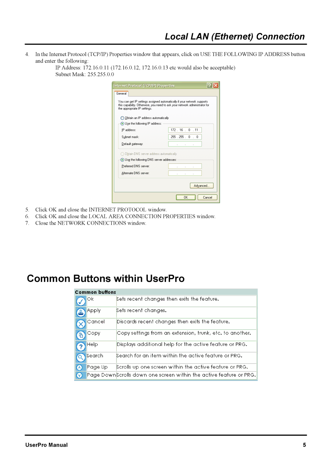 NEC XN120 manual Common Buttons within UserPro 