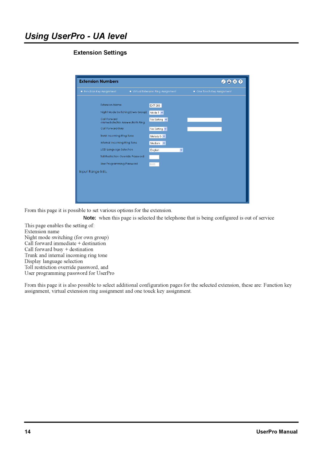 NEC XN120 manual Extension Settings 