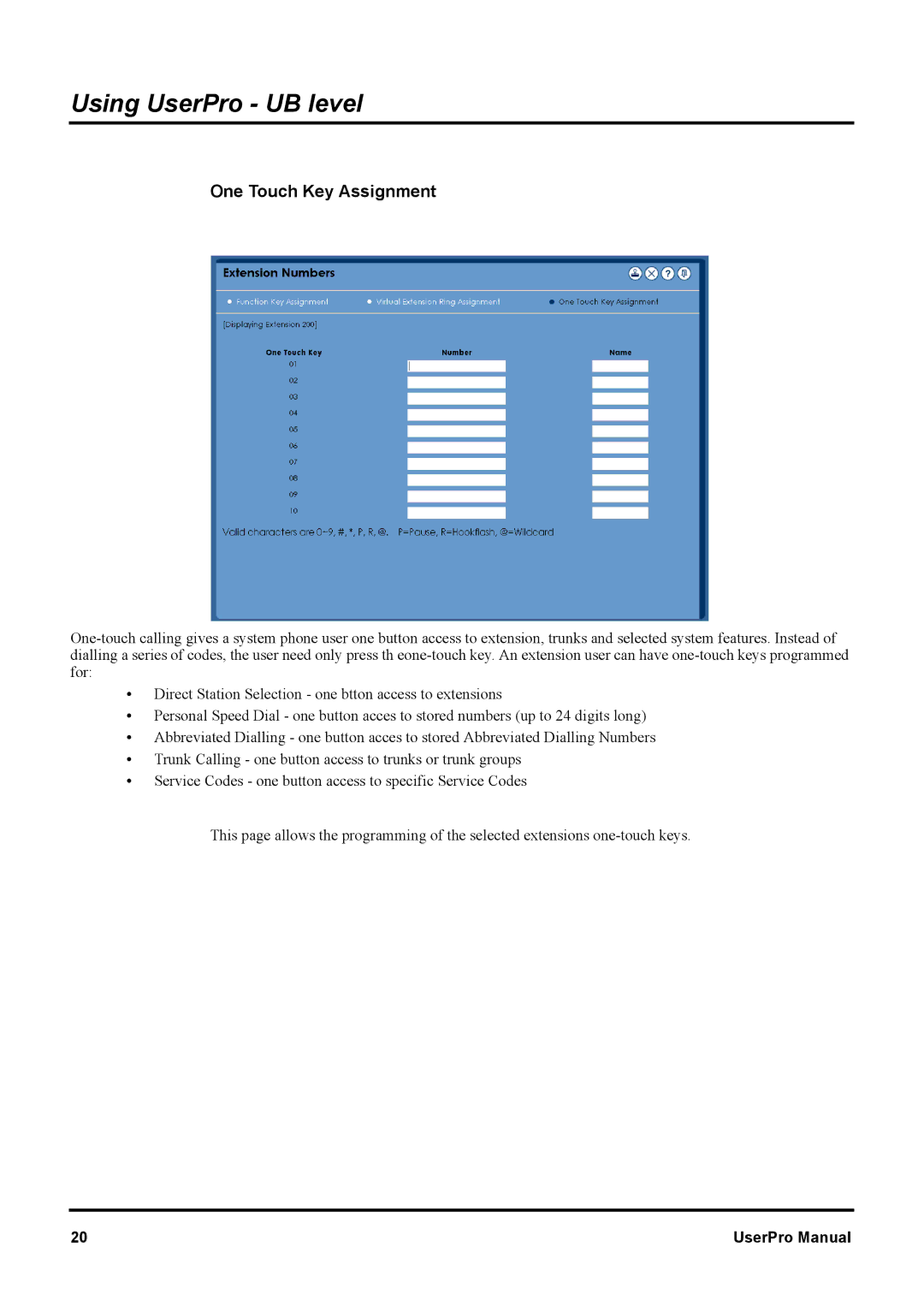 NEC XN120 manual One Touch Key Assignment 