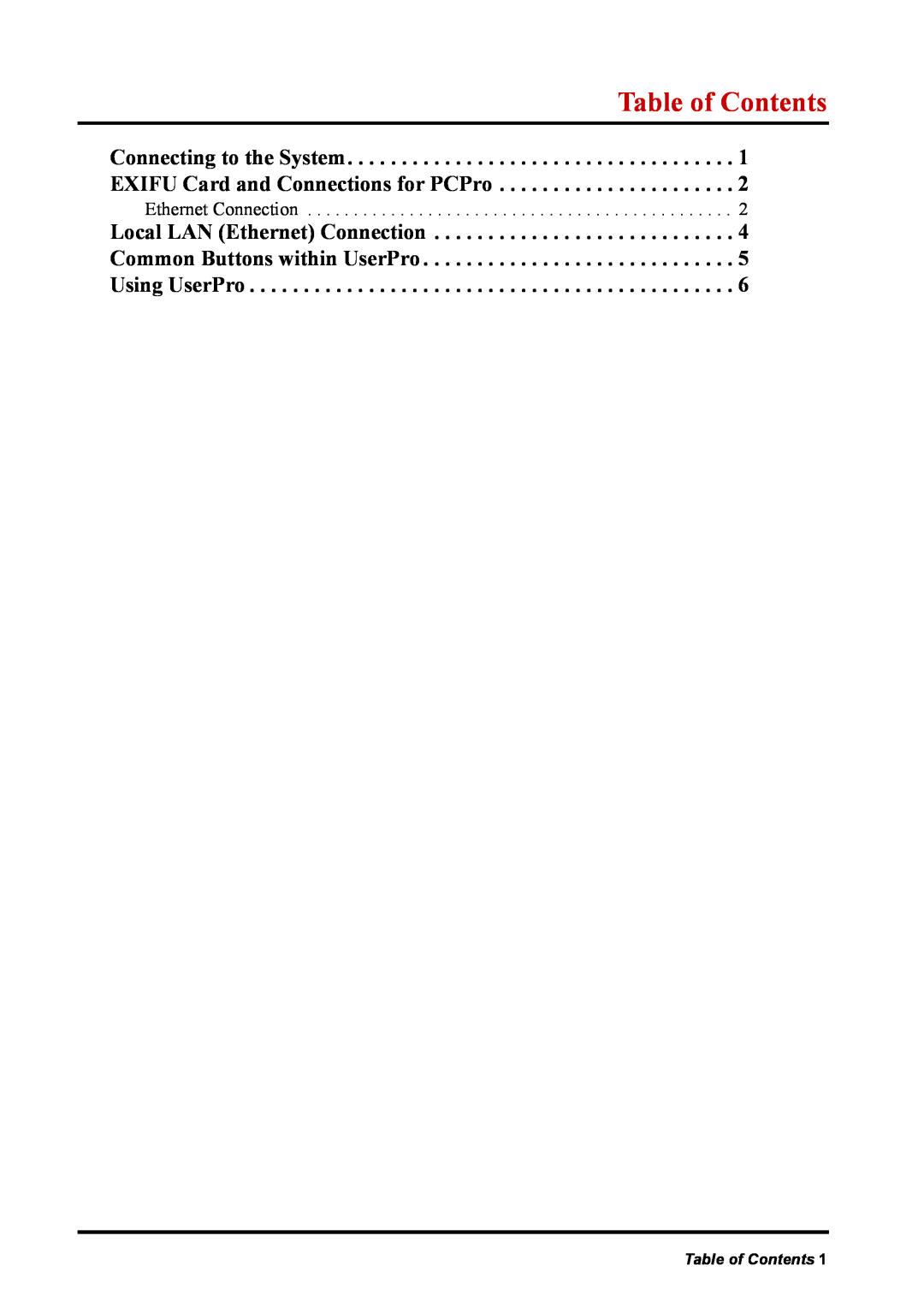 NEC XN120 manual Table of Contents, Ethernet Connection 