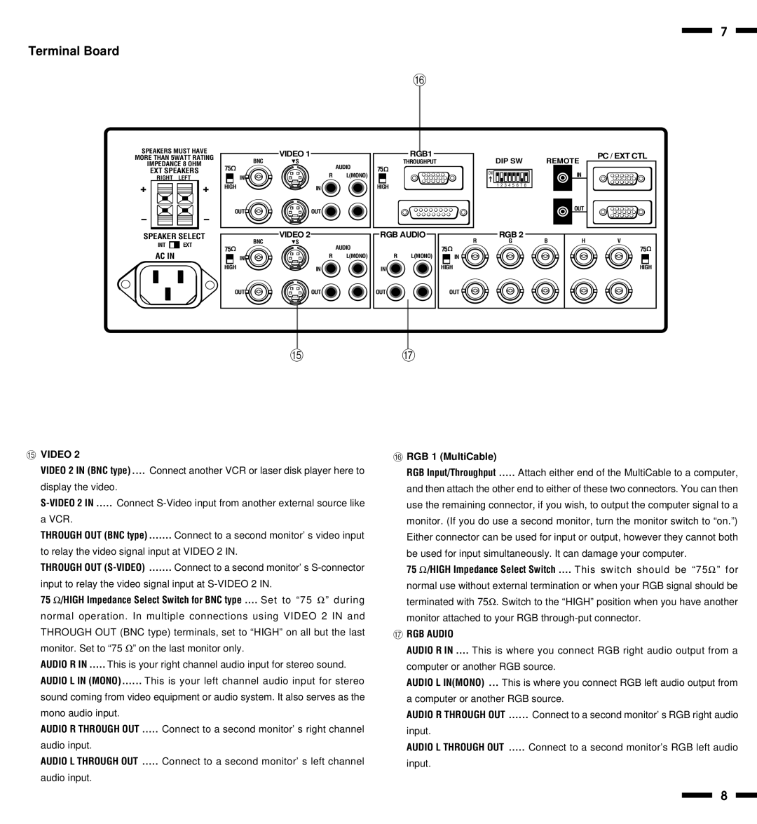 NEC XP29 Plus, XM29 Plus, XP29, XM29 Plus user manual RGB 1 MultiCable, RGB Audio 