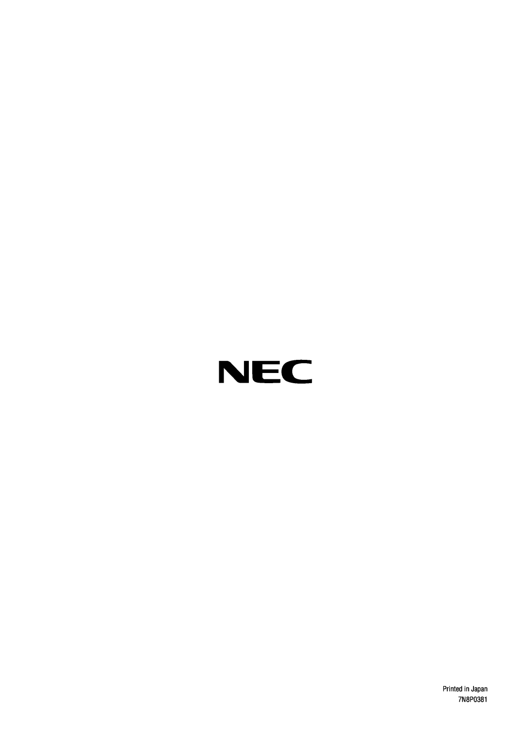 NEC XT9000 user manual 