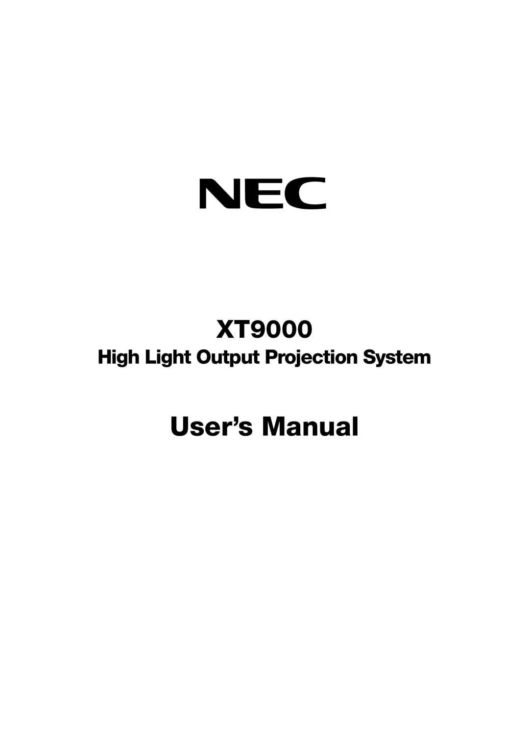 NEC XT9000 user manual User’s Manual 