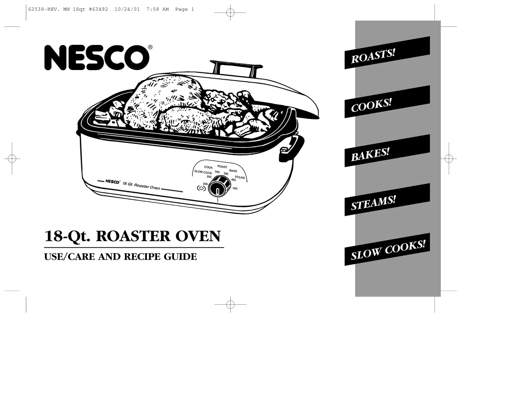 Nesco 18-Qt. ROASTER OVEN manual 18-Qt. Roaster Oven 