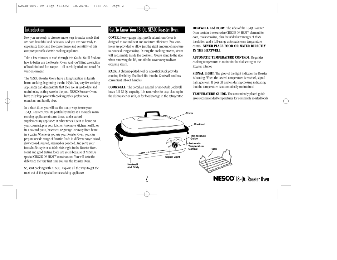 Nesco 18-Qt. ROASTER OVEN manual Introduction, A short time, you will see the many ways to use your 