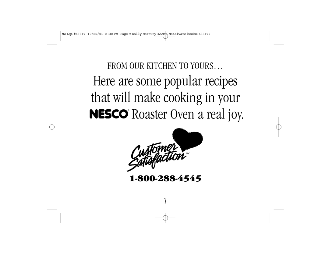 Nesco 6 Qt. Roaster Oven manual From Our Kitchen To Yours… 