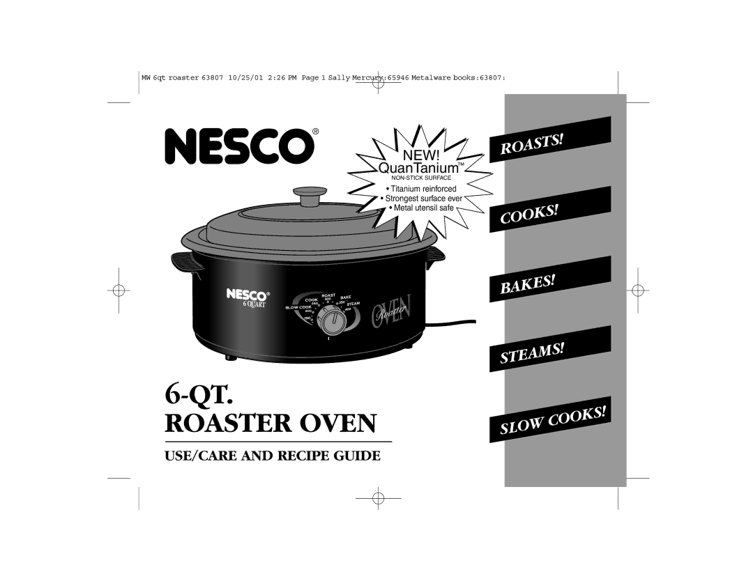 Nesco 6-QT manual Roaster Oven 