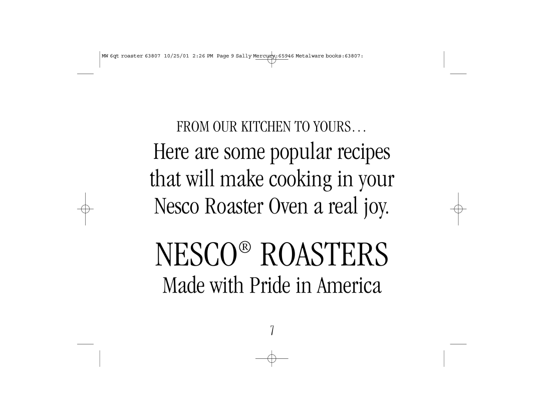 Nesco 6-QT manual Nesco Roasters 