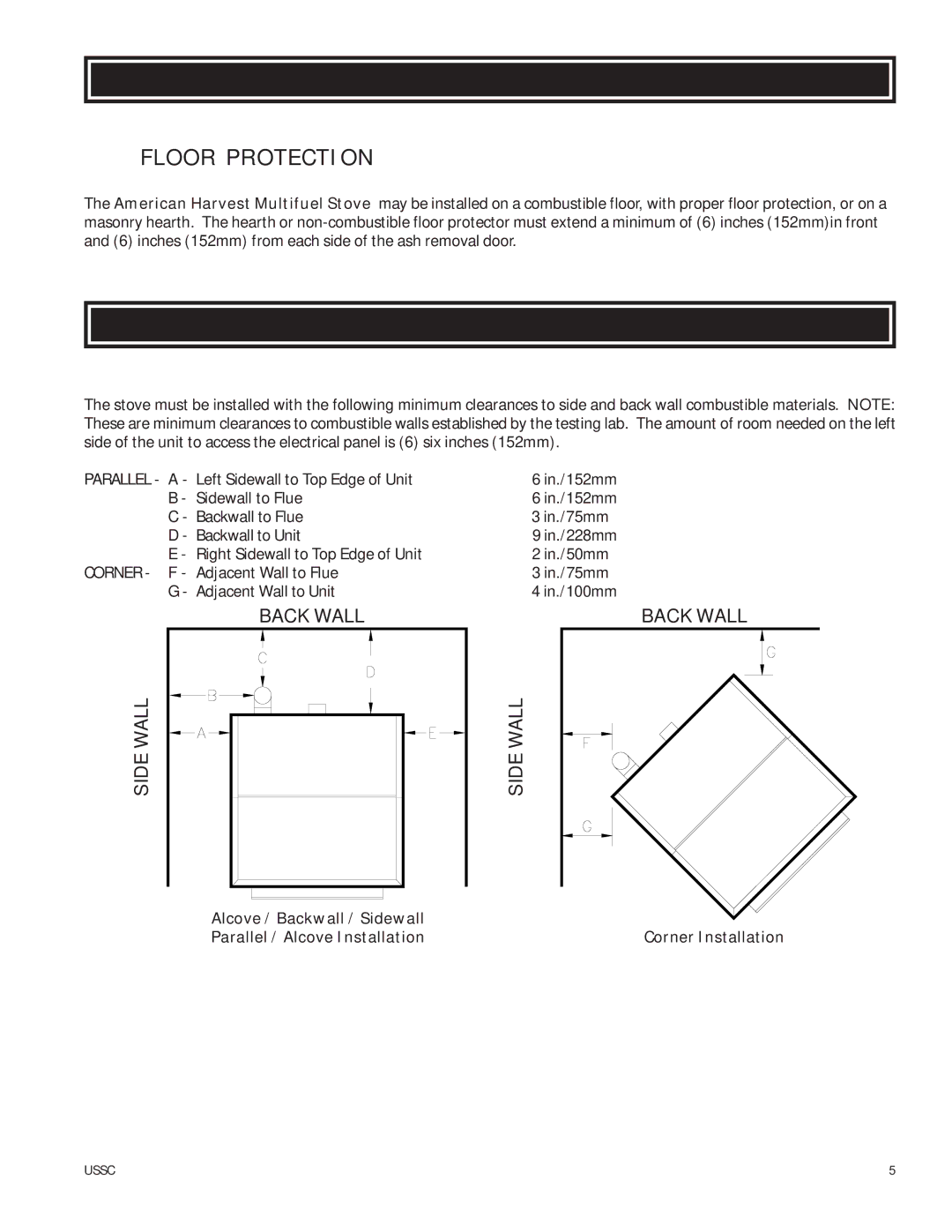 Nesco 6033 owner manual Installation Requirements, Clearances to Combustibles 