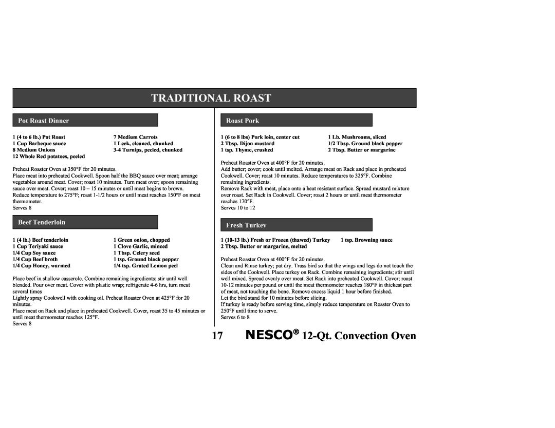 Nesco Convection Roaster Oven Traditional Roast, NESCO→ 12-Qt.Convection Oven, Pot Roast Dinner, Roast Pork, Fresh Turkey 