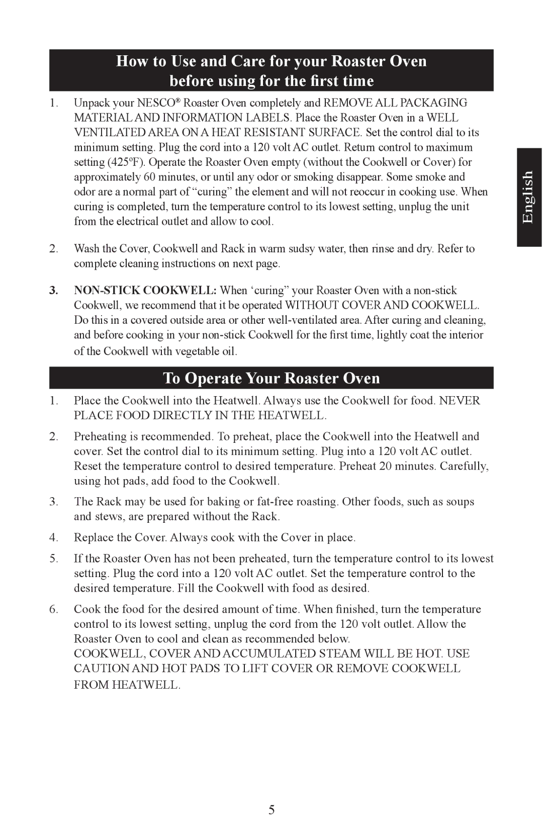 Nesco Electric Roaster Oven manual To Operate Your Roaster Oven 