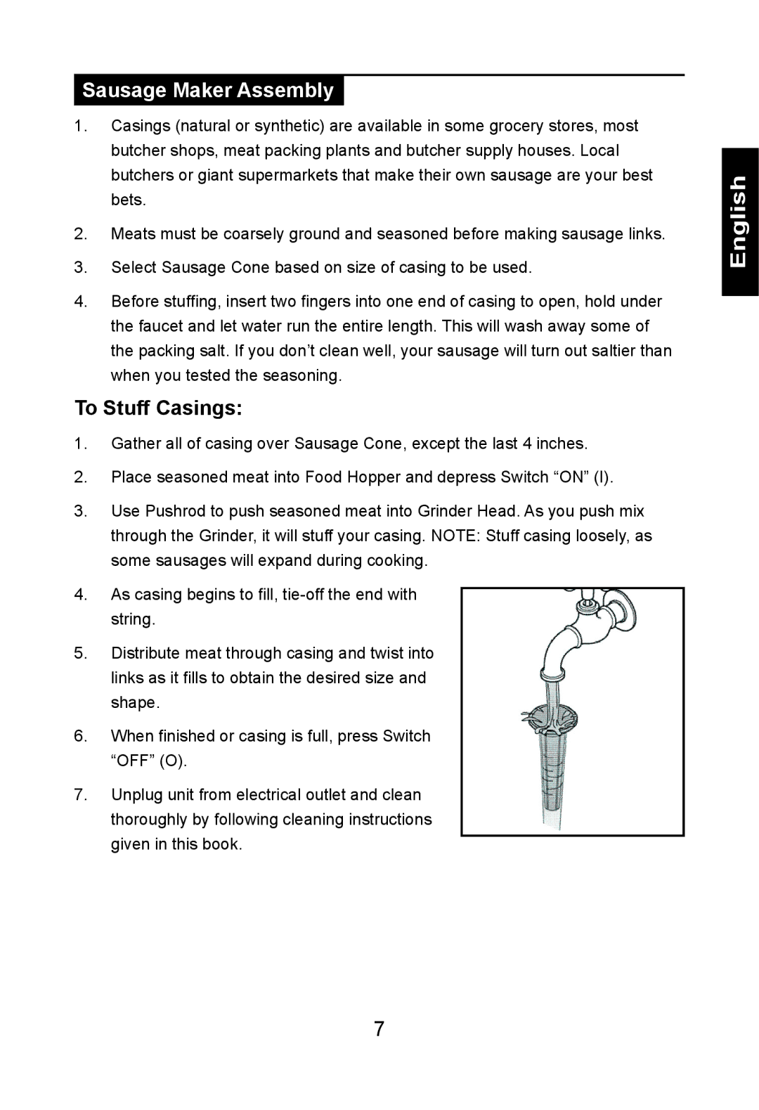 Nesco FG-400PR manual To Stuff Casings 