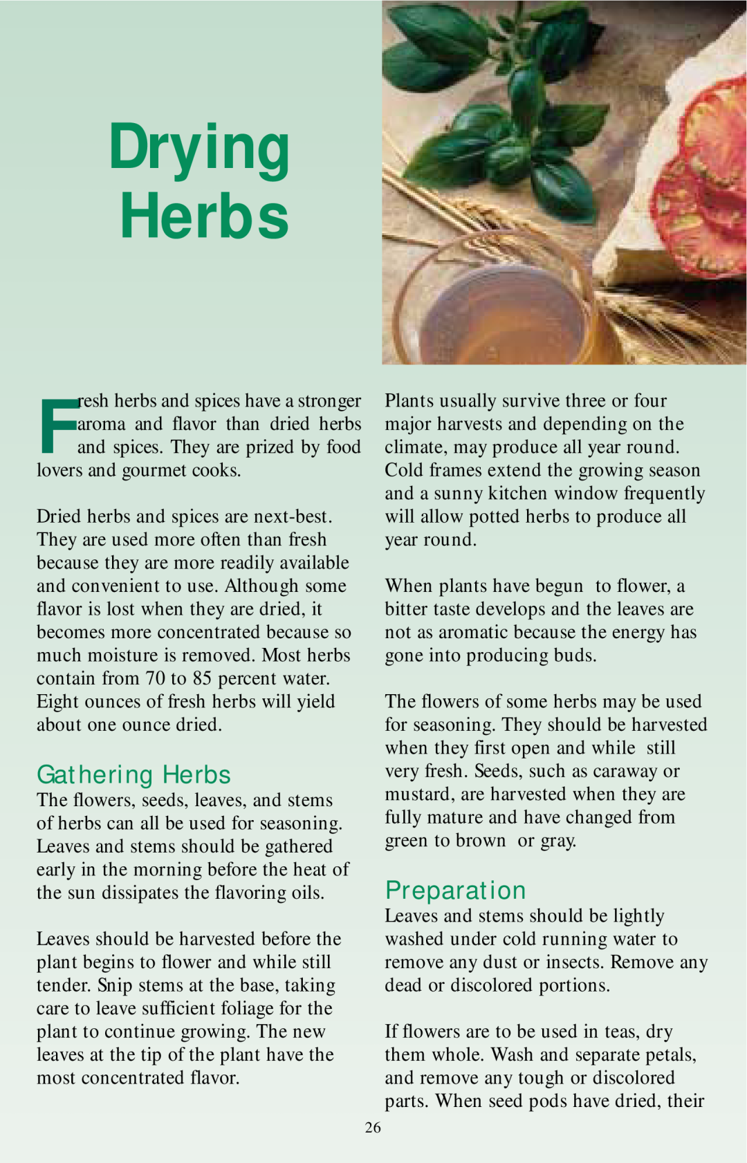 Nesco Food Dehydrator manual Drying Herbs, Gathering Herbs, Preparation 