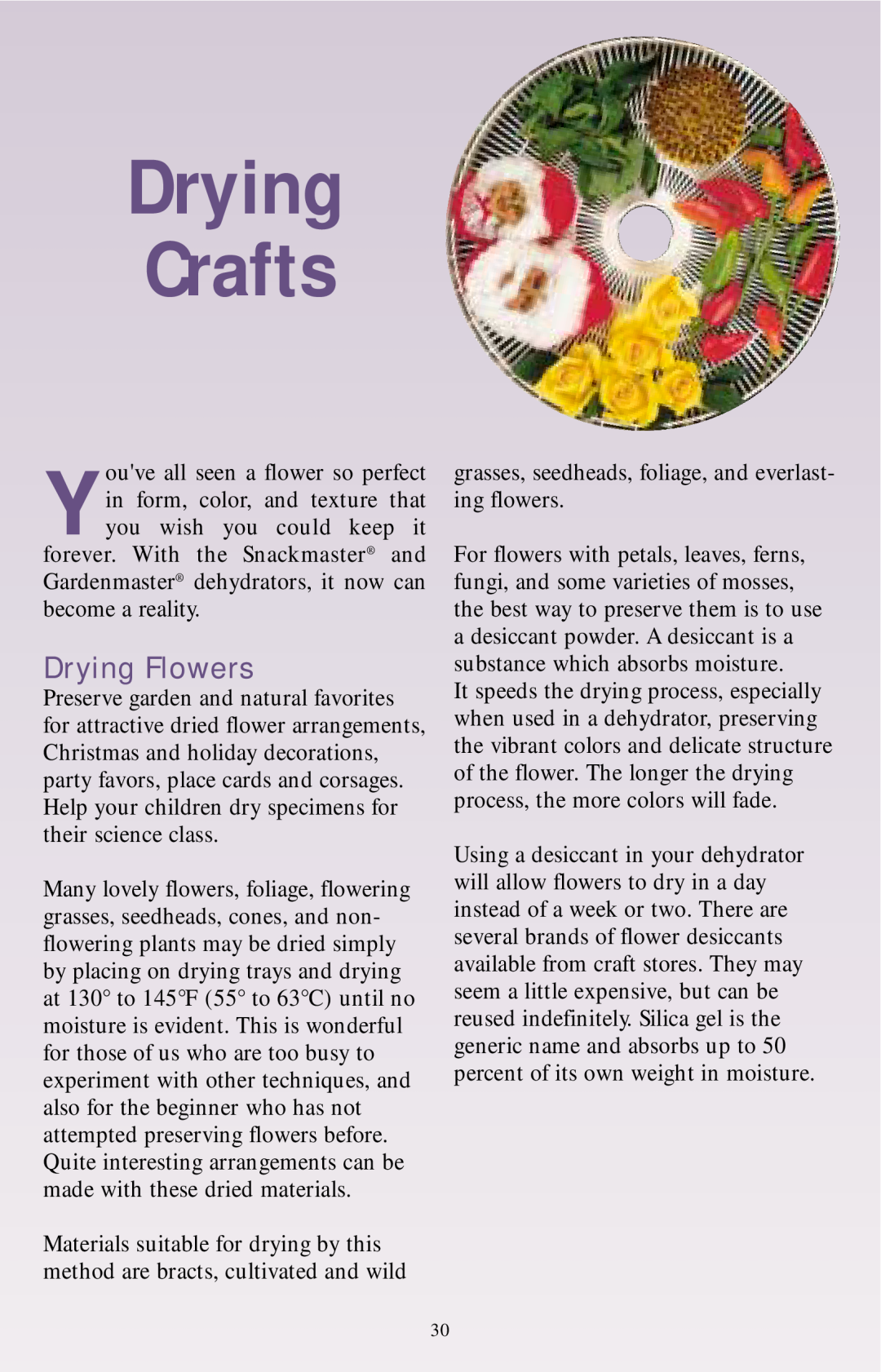 Nesco Food Dehydrator manual Drying Flowers, Drying Crafts 