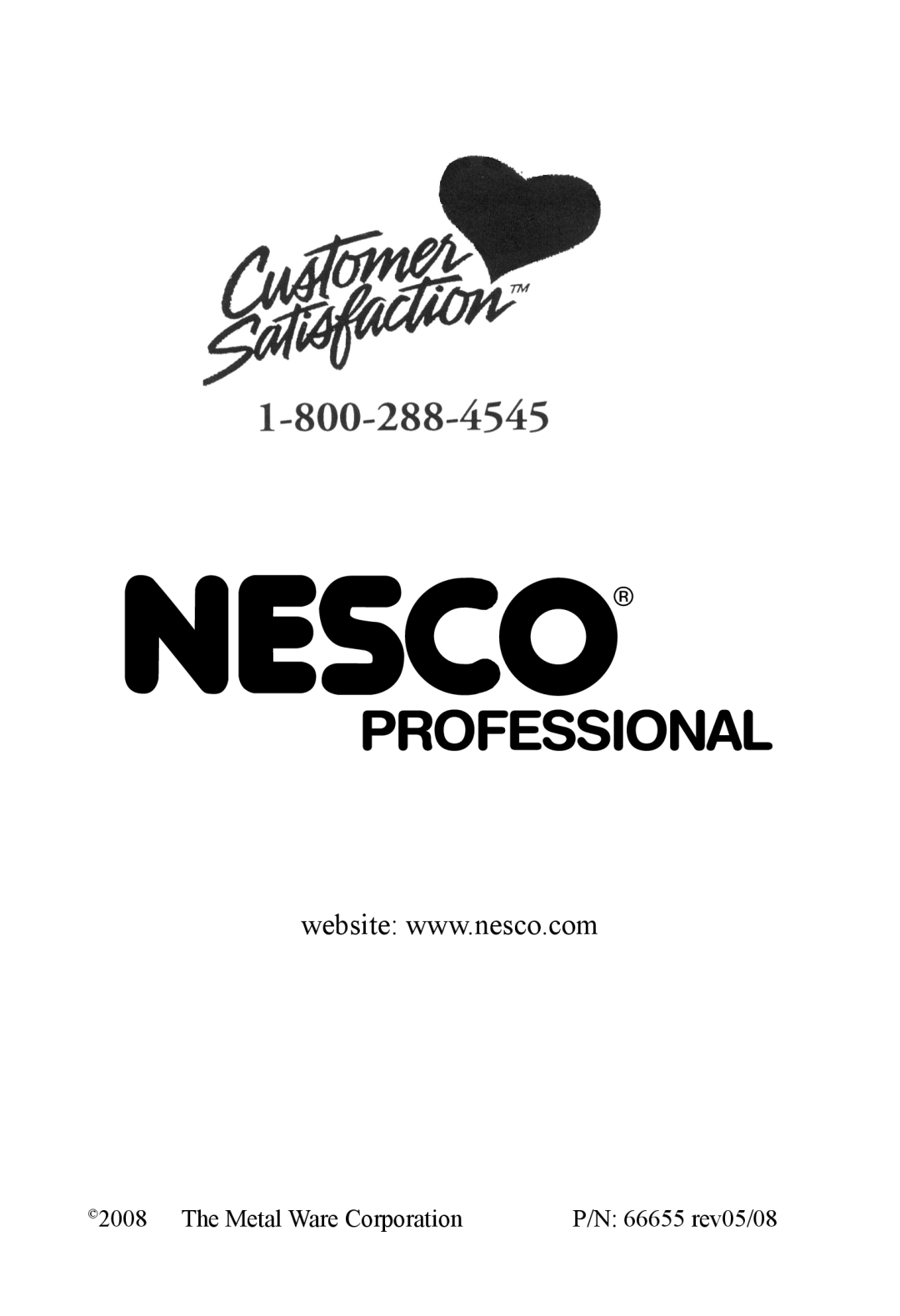 Nesco FS-150PR manual The Metal Ware Corporation, P/N 66655 rev05/08 