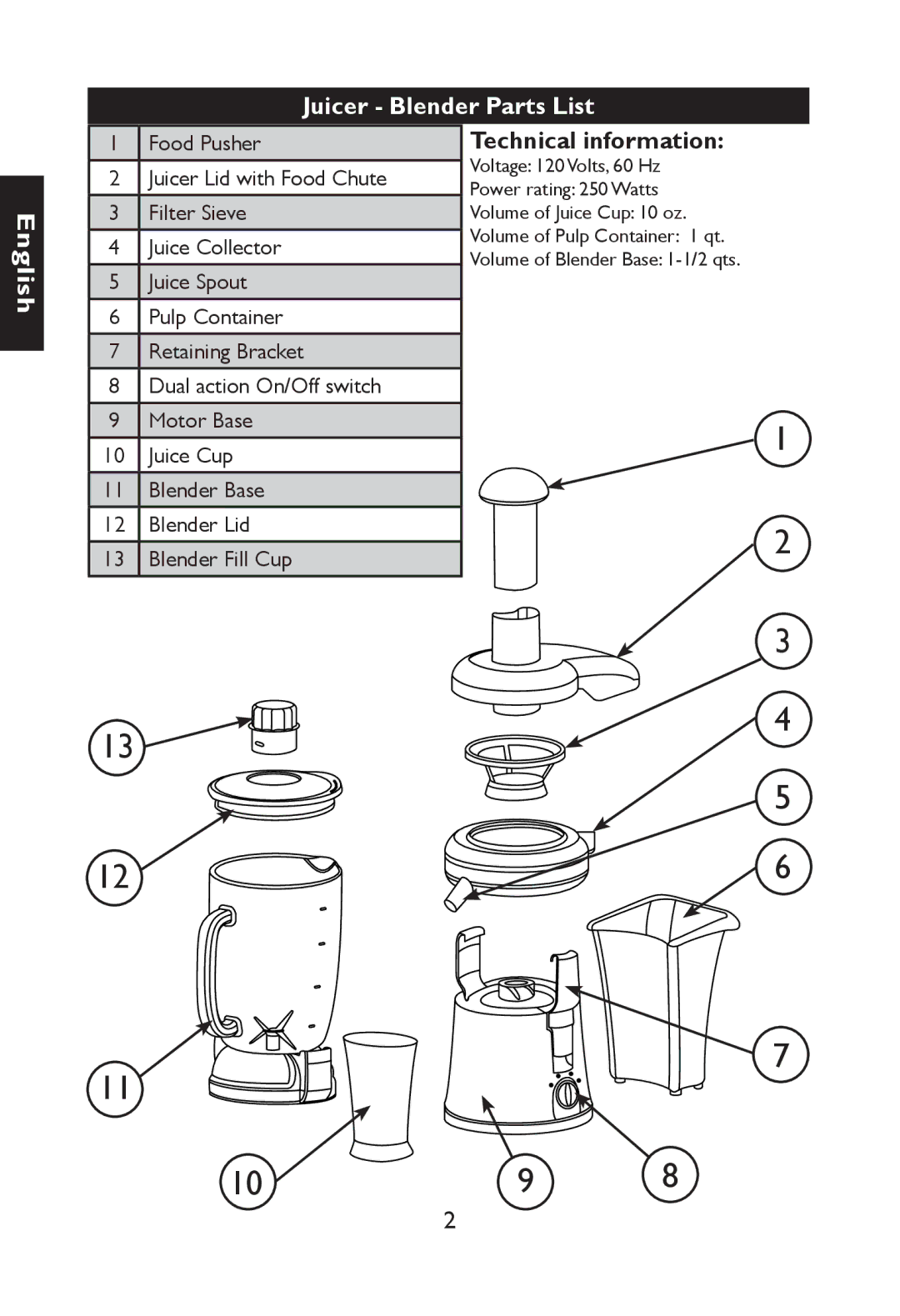 Nesco JB-50 manual English, Technical information 