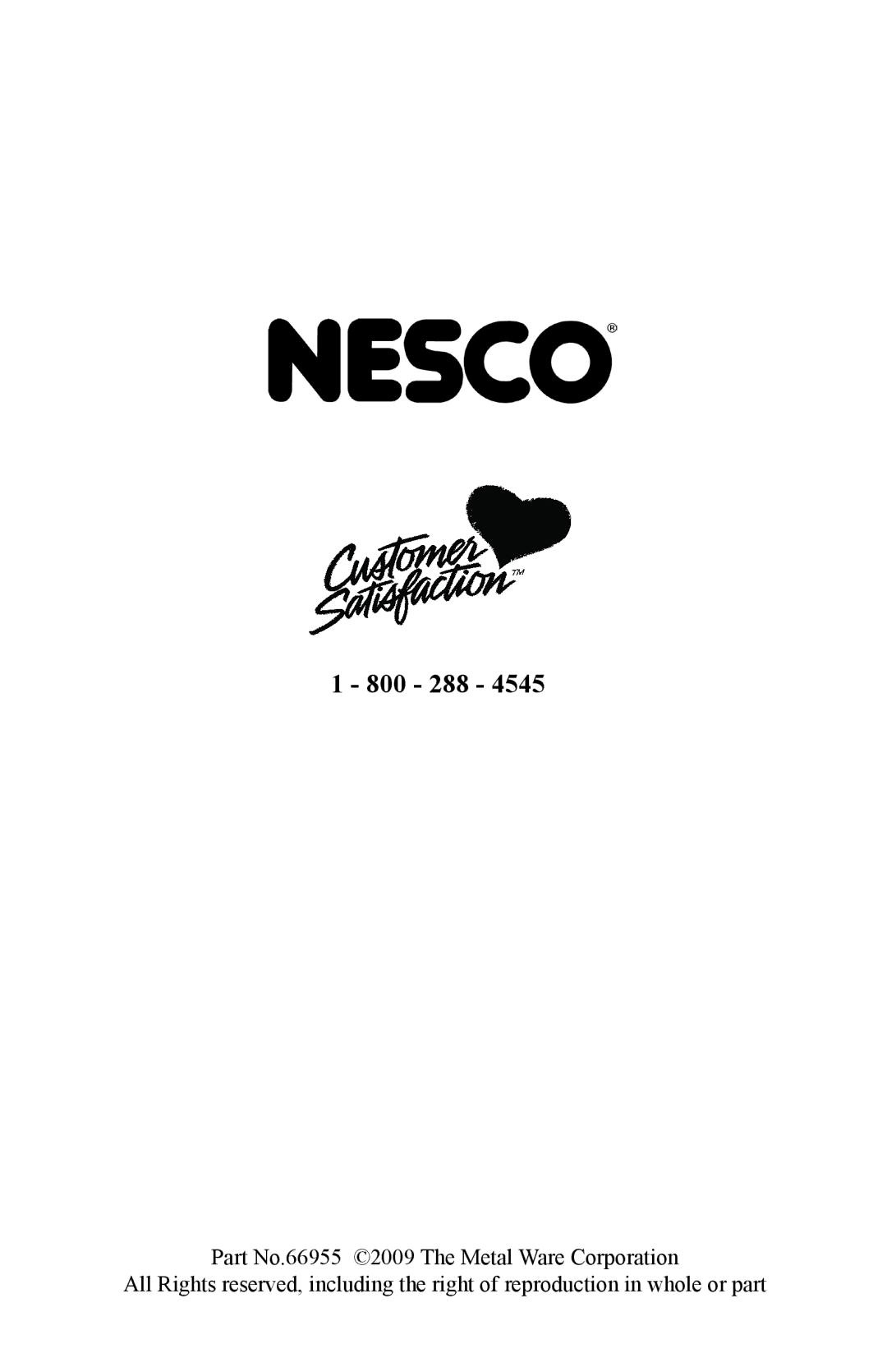 Nesco WK-64 user manual 800 288 