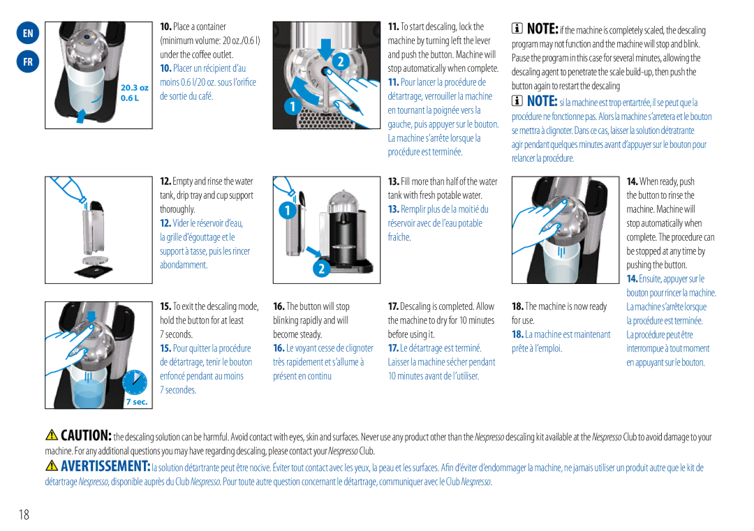 Nespresso GCA1-US-RD-NE, A-GCA1-US-CH-NE, GCA1-US-BK-NE manual Abondamment, Seconds Become steady, Présent en continu 