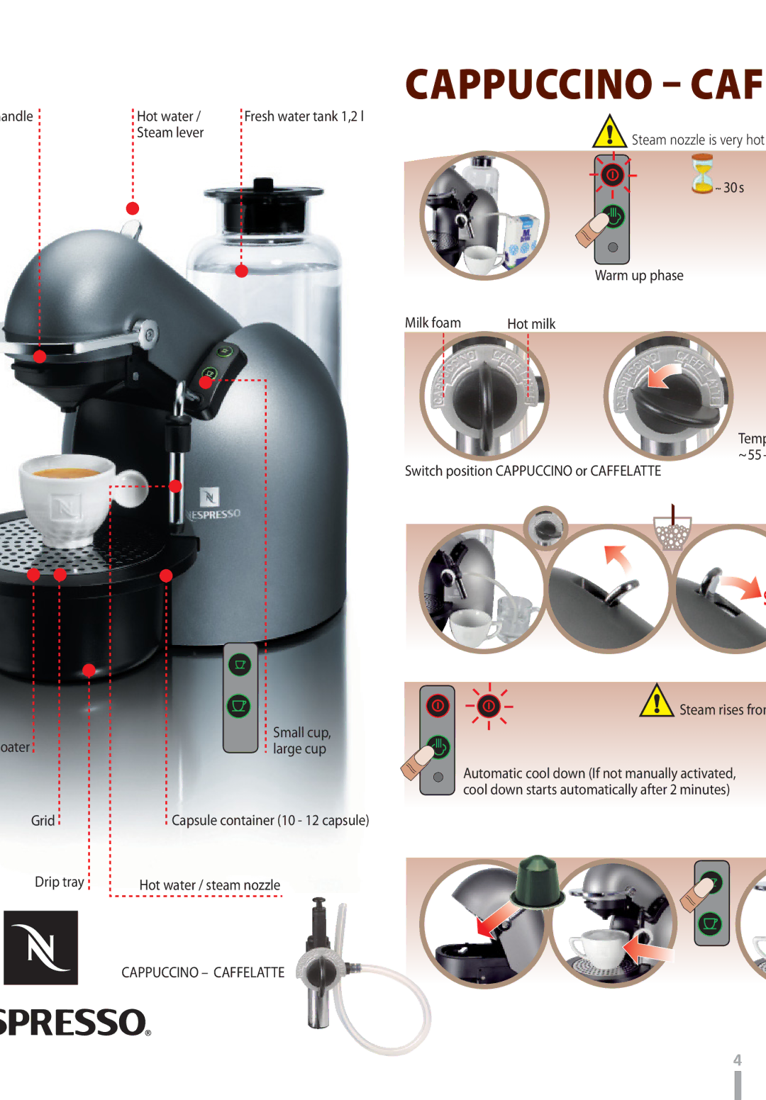 Nespresso C290 D290 instruction manual Cappuccino  CAF 