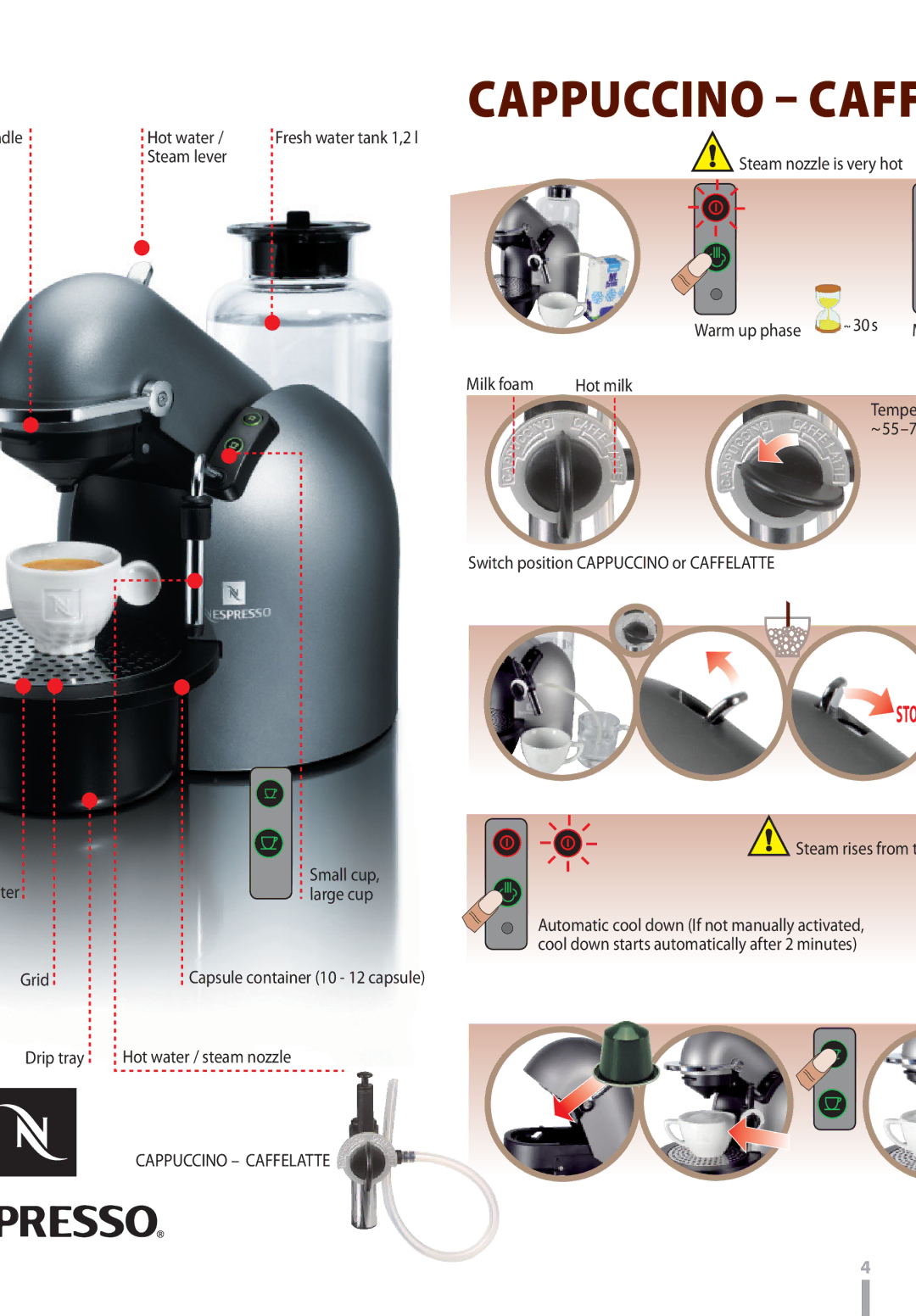 Nespresso D290 instruction manual Cappuccino  Caff 