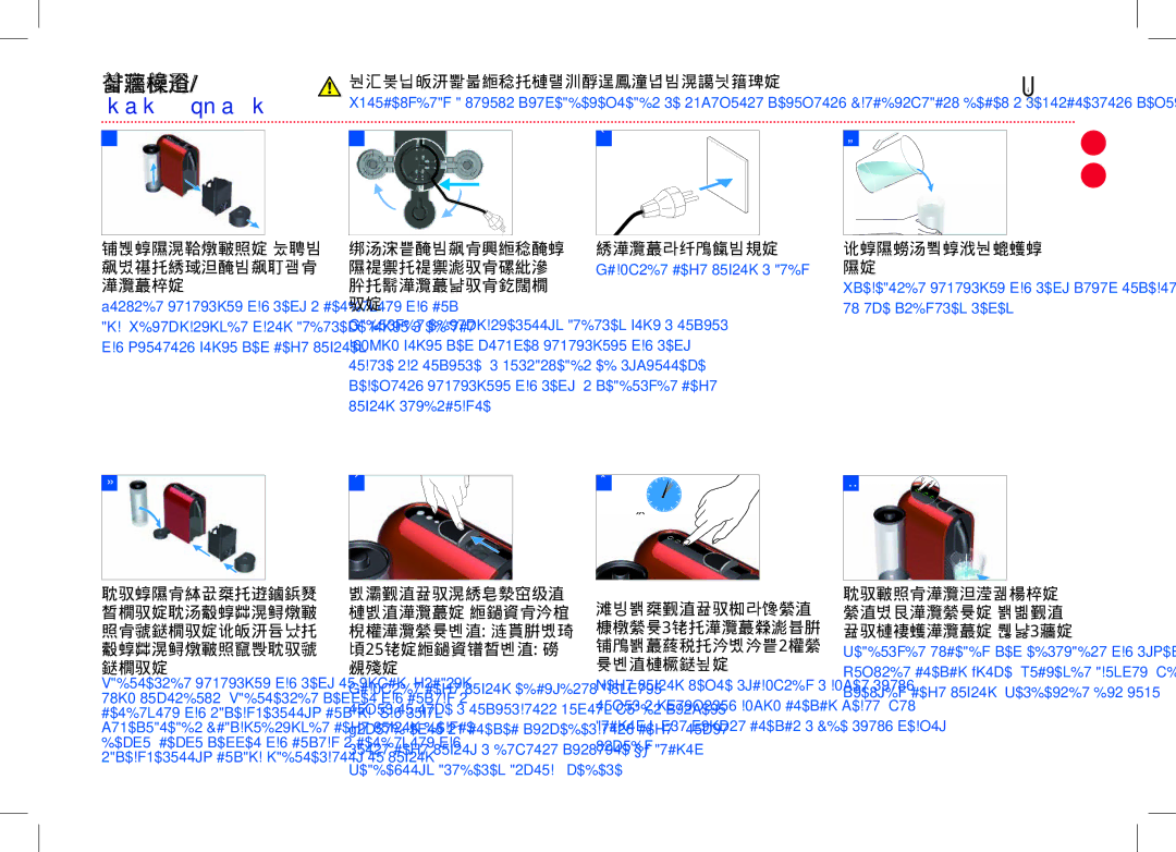 Nespresso D50USBKNE manual 開啟滑動裝置及把它向後推動 只需關上滑動裝置並連續按動 以開動咖啡機。 指示燈於其中 一個咖啡按鈕閃動 加熱時間大, 約25秒。指示燈穩定閃動 已, 準備。 鈕閃動以作確認。 