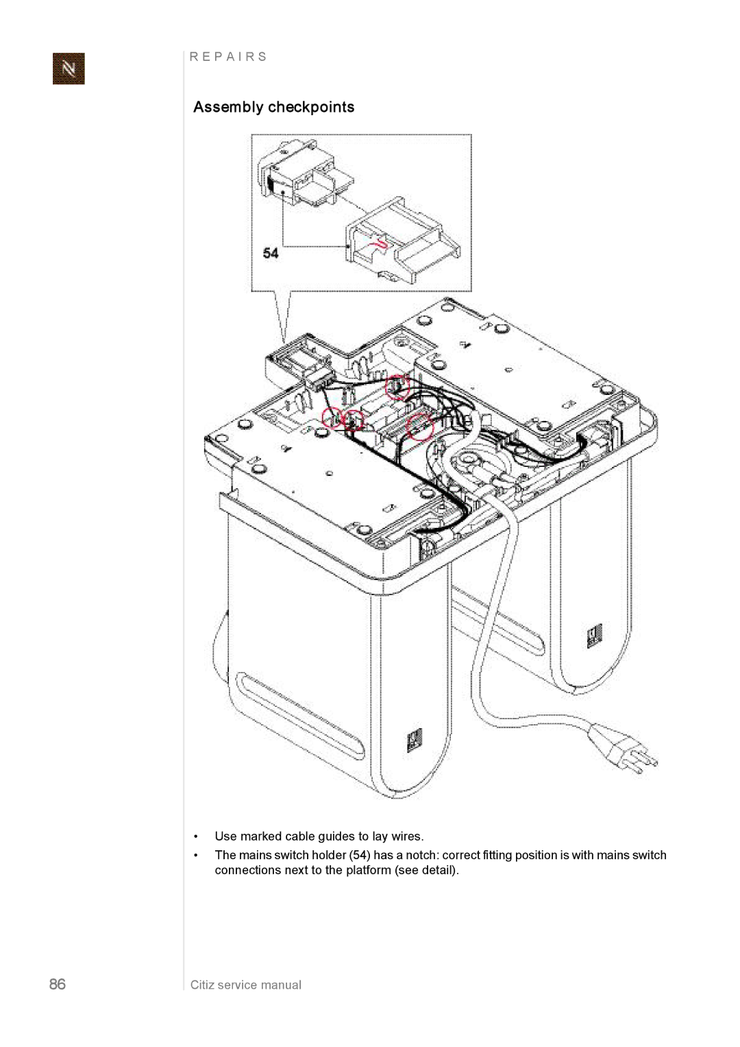 Nespresso EF487/488, EF485/486, EF483/484 manual Assembly checkpoints 