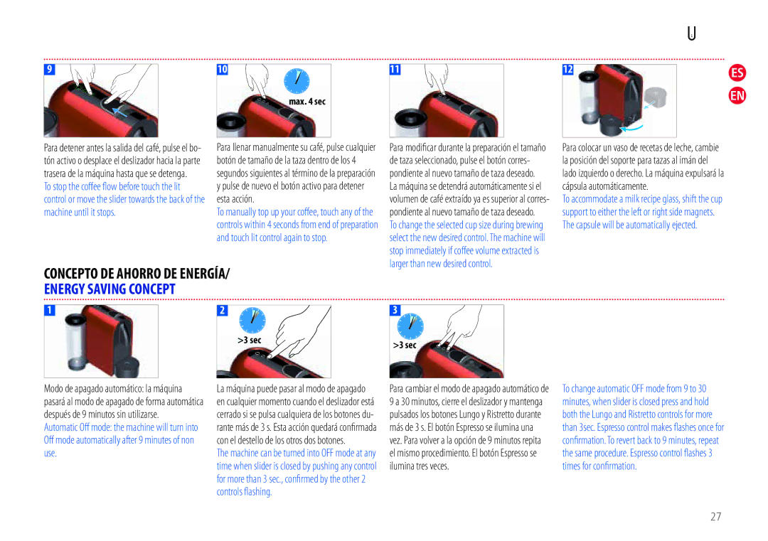 Nespresso EN110.O, EN110.B manual Concepto DE Ahorro DE Energía, Energy Saving Concept 