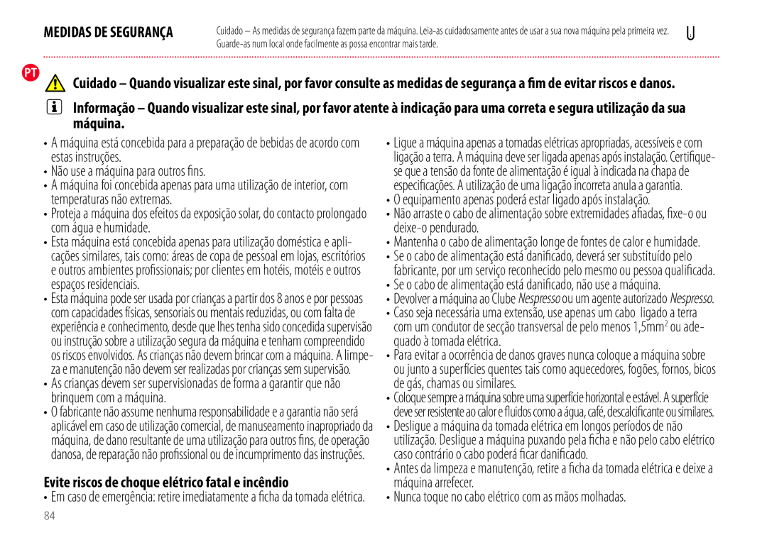 Nespresso EN110.B Estas instruções, Não use a máquina para outros ns, Temperaturas não extremas, Espaços residenciais 