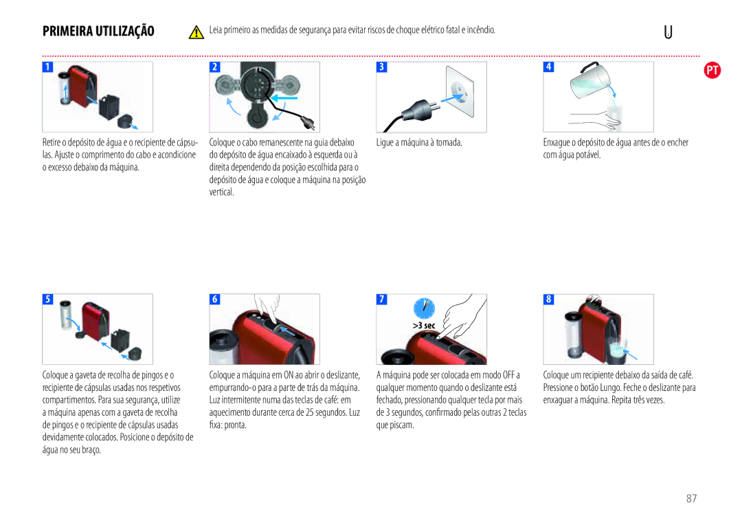 Nespresso EN110.O, EN110.B manual Primeira Utilização, Vertical 