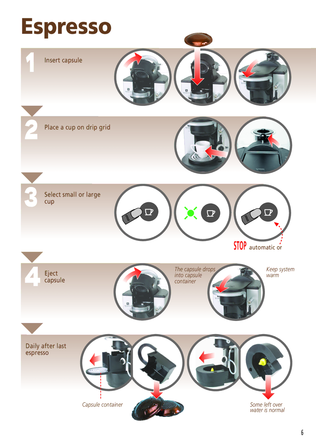 Nespresso ES 80 manual Espresso 