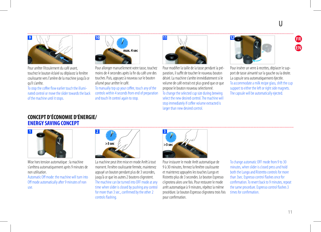 Nespresso my machine manual Energy Saving Concept, Max sec 