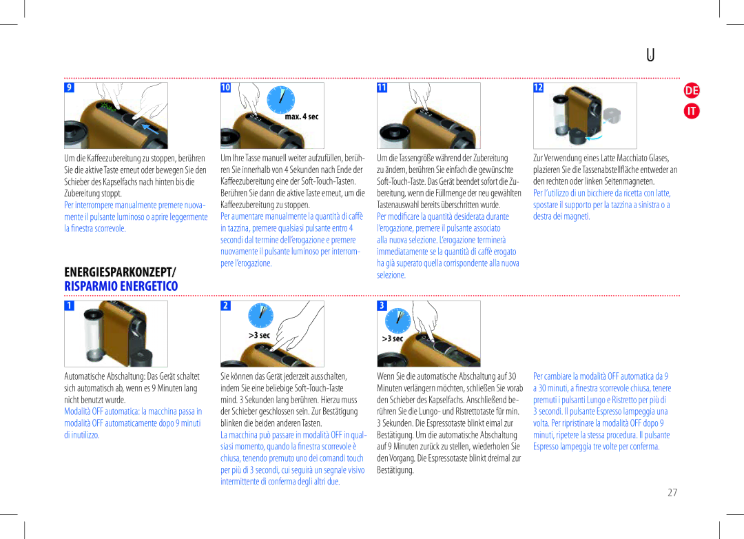 Nespresso my machine manual ENERGIESPARKONZEPT/ Risparmio Energetico, Max sec 