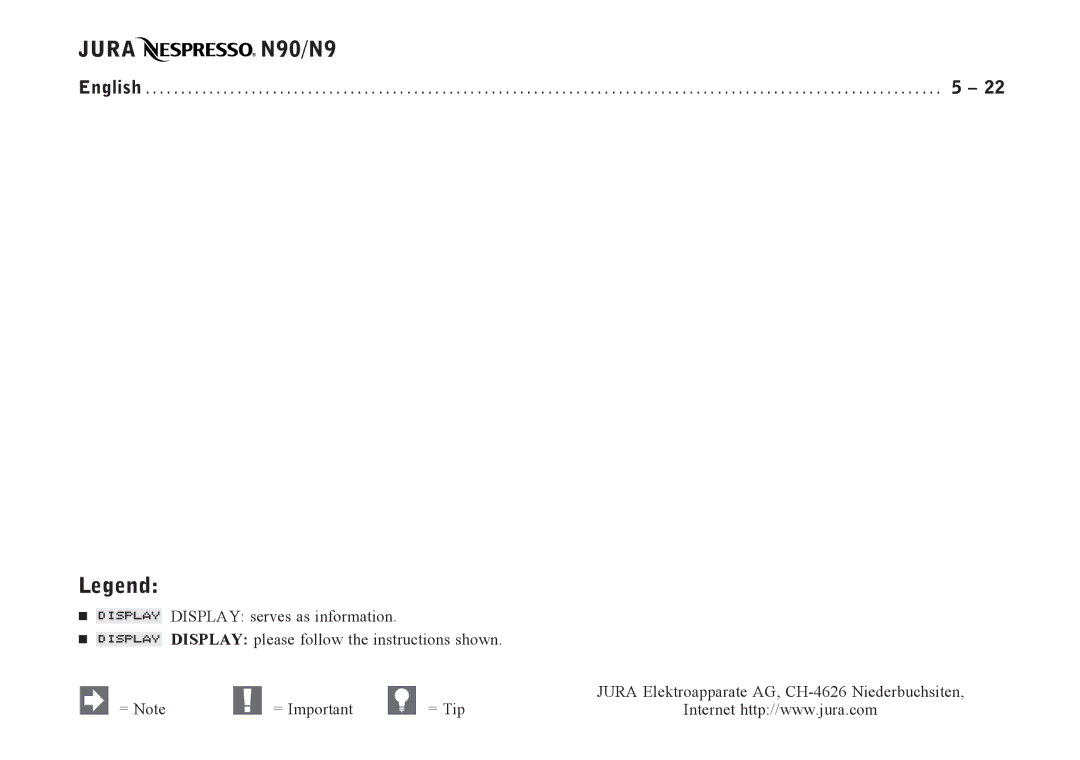 Nespresso manual Jura N90/N9 