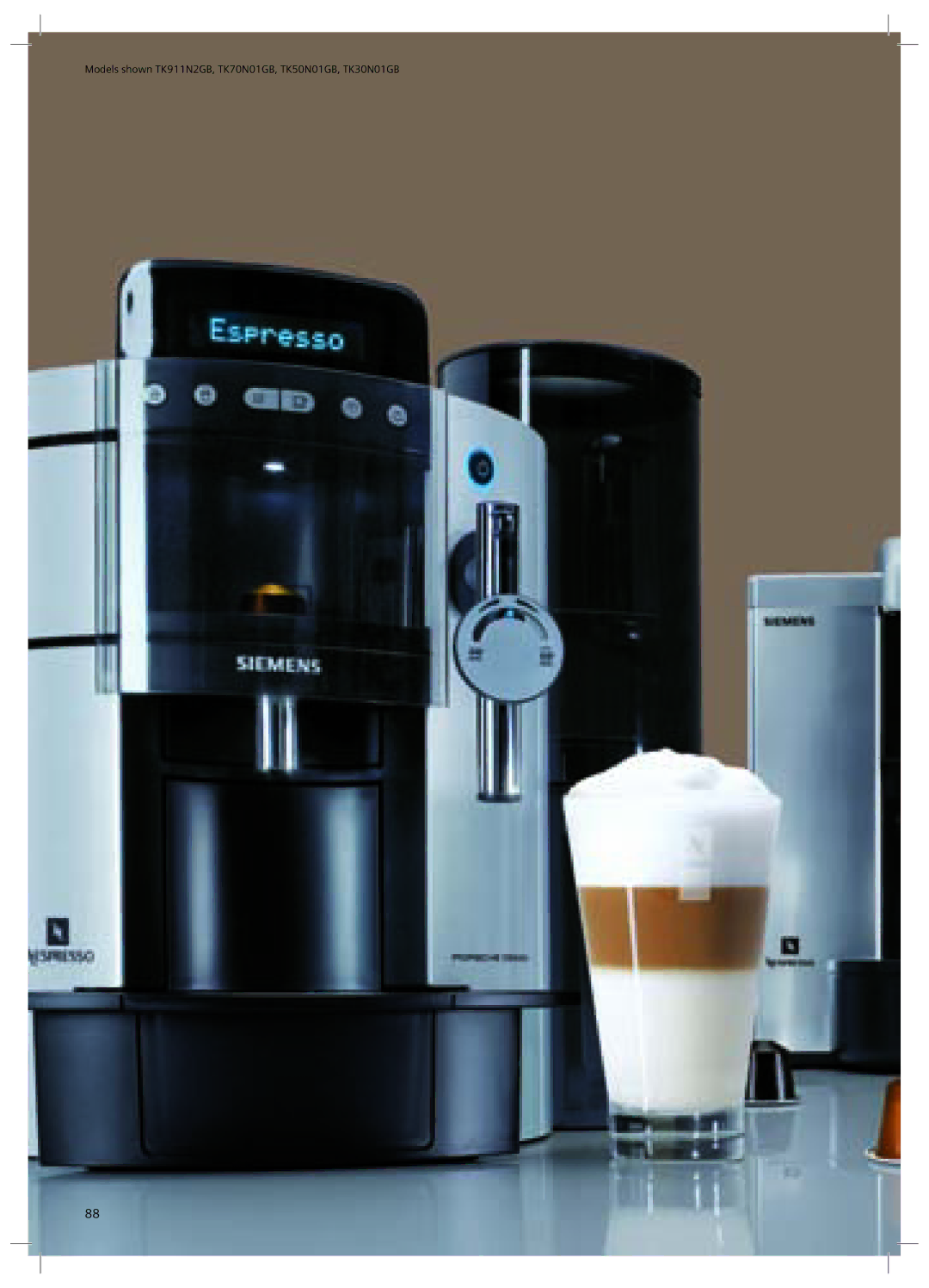 Nespresso manual Models shown TK911N2GB, TK70N01GB, TK50N01GB, TK30N01GB 